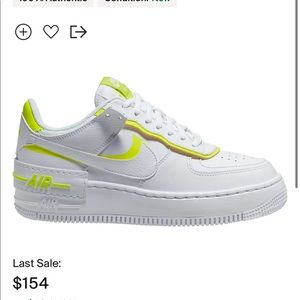 Nike AF1 Shadow Sneakers in 7.5 neon yellow!